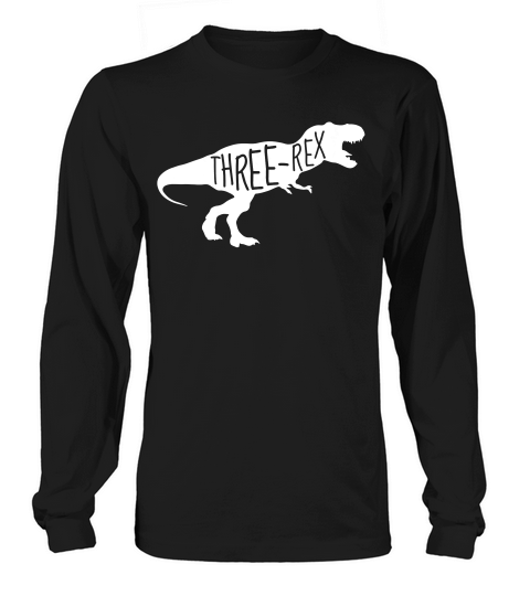 Kids 3 Year Old Birthday Girl & Boy Gift Dinosaur Three Rex T-shirt Long sleeved Unisex
