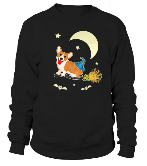 Cute Corgi Witch Halloween Funny Dog Tee Sweatshirt Unisex