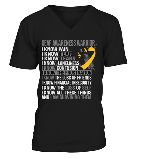 Deaf Awareness Support Deaf Awareness Warrior V-Neck T-shirt