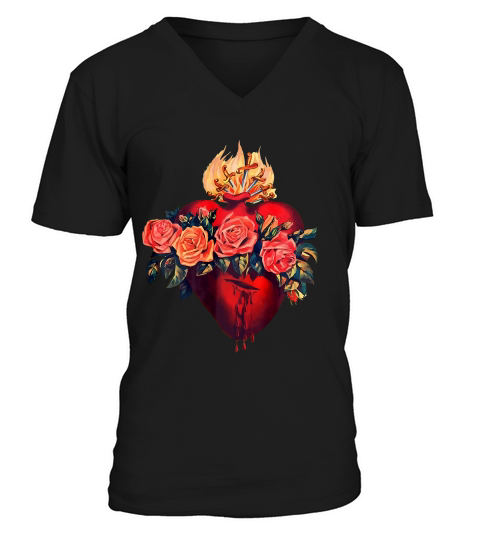 Immaculate Heart Of Mary Vintage Blessed Catholic Ar T-shirt V-Neck T-shirt