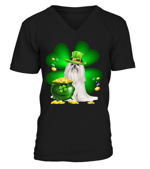 Maltese Shamrock St Patricks Day Irish Great Dog Lovers V-Neck T-shirt