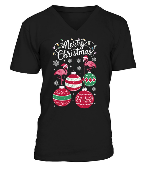 merry chrstmas pink1 V-Neck T-shirt