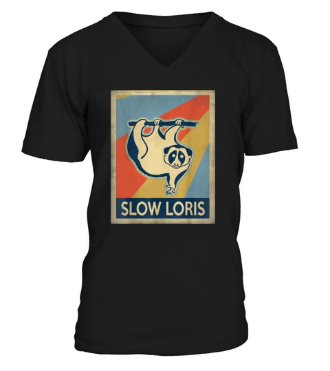 Vintage style Slow Loris tshirt V-Neck T-shirt