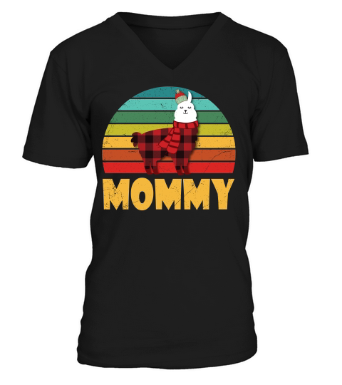 Vintagr Llama Mommy V-Neck T-shirt