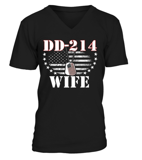 womens vintage dd214 wife military veteran V-Neck T-shirt