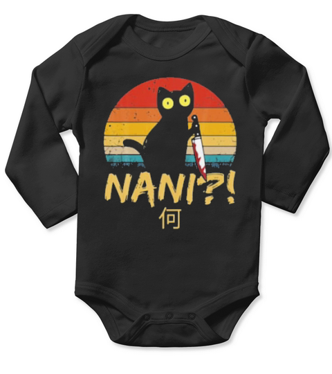 Black Cat Nani Vintage Long Sleeve Baby One-Piece