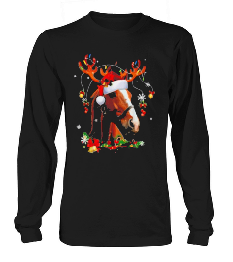 Horse Reindeer Christmas Funny Horse Xmas Long sleeved Unisex