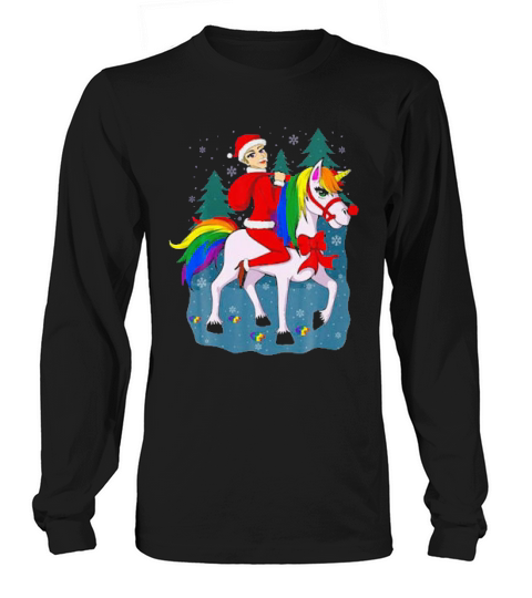 Women Santa Claus Riding A Unicorn Ugly Christmas Long sleeved Unisex