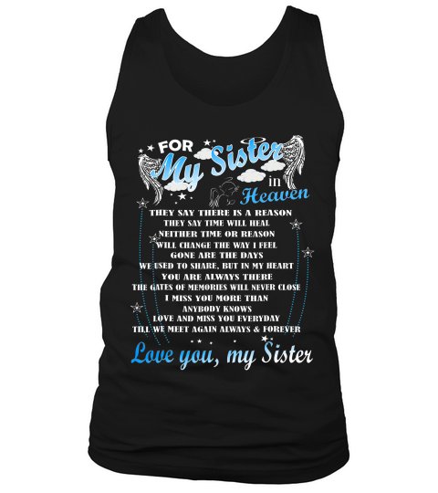 For My Sister In Heaven T Shirt - My Sister Guardian Angel Tank Top Unisex