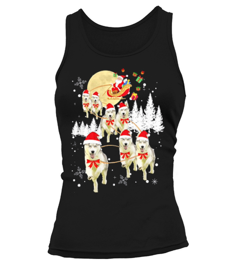 Siberian Husky Funny Reindeer Christmas Moon Santa Dog Gift Tank top Woman