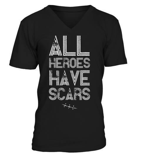 All Heroes Have Scars Vintage Hospital Gift Operatio T-shirt V-Neck T-shirt
