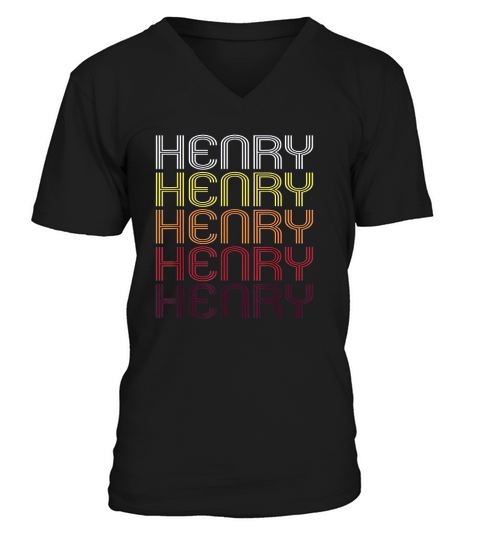 Henry Retro Wordmark Pattern  Vintage Style V-Neck T-shirt