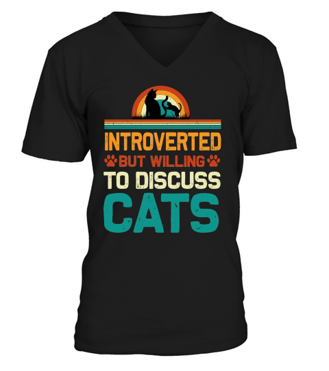 Introverted But Willing To Discuss Cats V-Neck T-shirt
