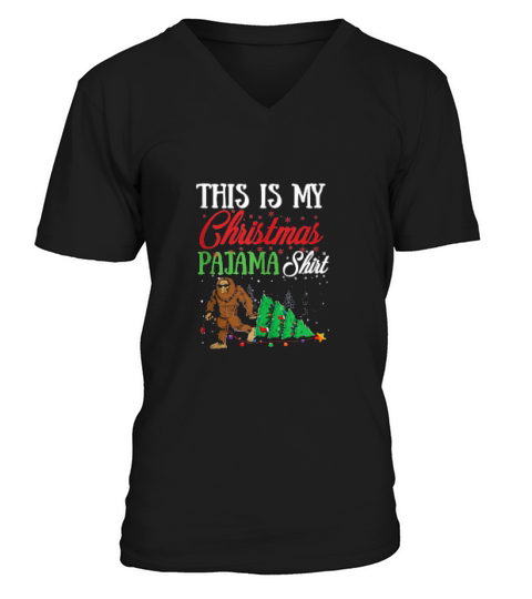 This Is My Christmas Pajama Shirt Bigfoot Sasquatch Shirt V-Neck T-shirt