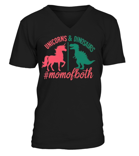 Unicorns And Dinosaurs #momofboth 02 V-Neck T-shirt