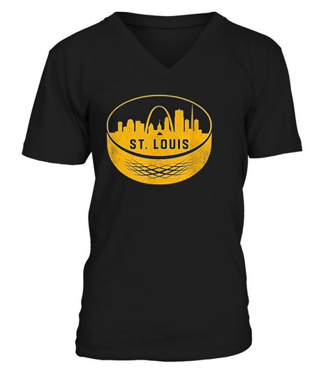 Vintage St Louis Missouri Cityscape Hockey Retro V-Neck T-shirt