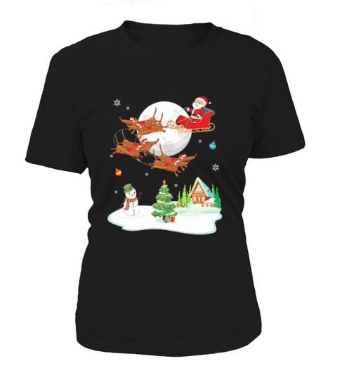 Santa Claus And Dachshund Dogs Snowman Dance Noel Gifts Snow Women's T-Shirt