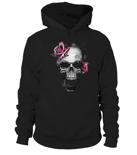 Pink Rose Skull Hoodie Unisex