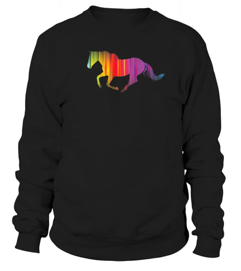 Rainbow Running Horse Horseback Riding Gift Sweatshirt Unisex