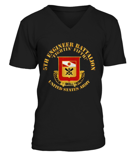 5th Engineer Bn -  Fightin Fifth T-Shirt V-Neck T-shirt