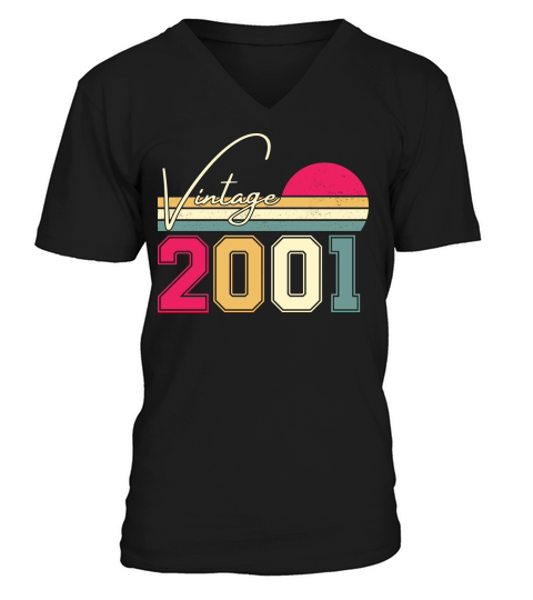 Birthday  Vintage Classic Born In 2001 V-Neck T-shirt