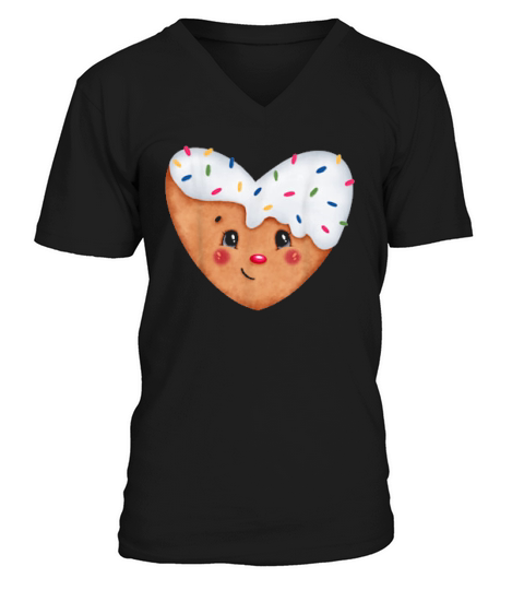 Christmas Cookie Gingerbread Baking Crew Heart Frosted V-Neck T-shirt