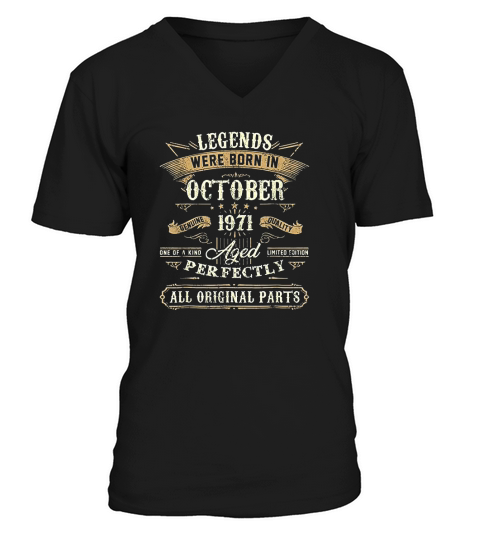 Legends Were Born In October 1971 V-Neck T-shirt