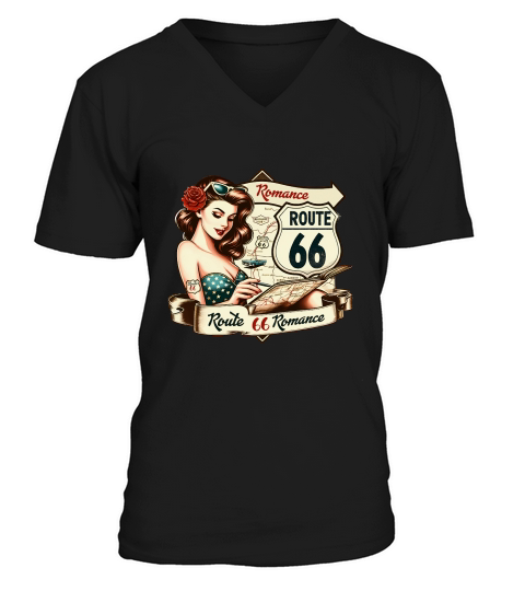 Retro Vintage route 66 V-Neck T-shirt
