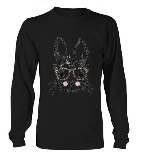 Cute Bunny Face Leopard Print Glasses Easter Gift Long sleeved Unisex