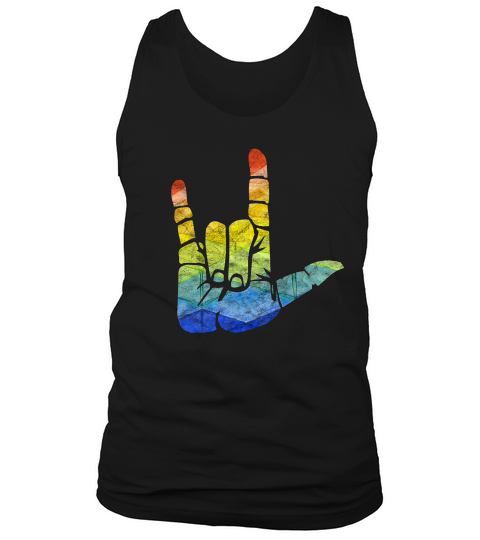 Sign Language I Love You Sign Rainbow Color Art _1 T-shirt Tank Top Unisex