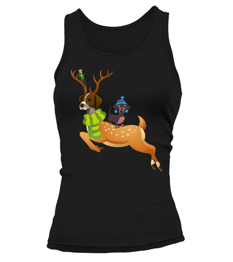 Christmas 2 Dogs German Pointed Shorthair 07 Dog Christmas Funny Reindeer Dog Tank top Woman