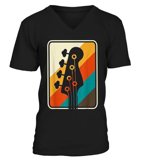 Colorful Musician Gift Idea Bass Guitar V-Neck T-shirt