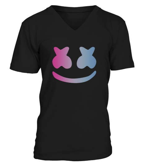 Marshmello Face Blue Violet Design V-Neck T-shirt