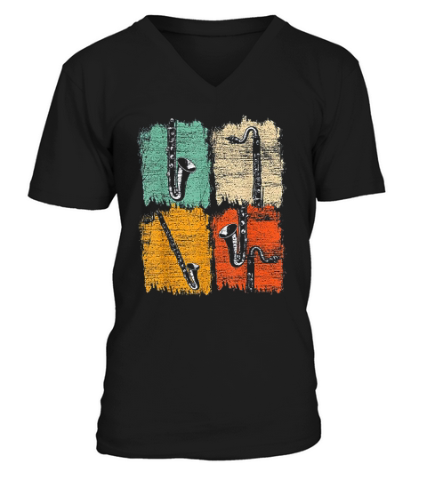 Retro Bass Clarinet V-Neck T-shirt