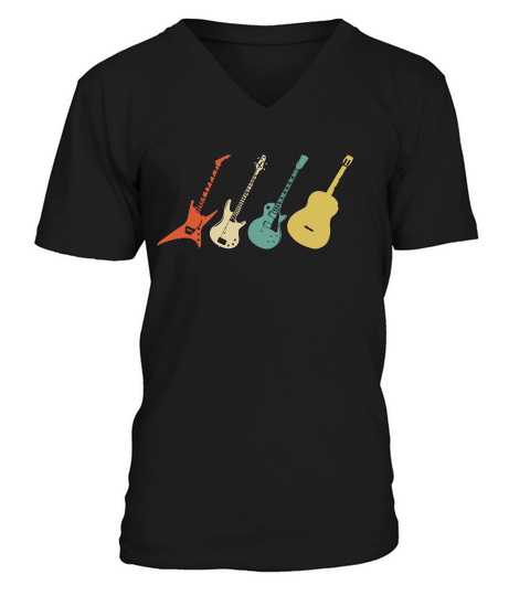 Vintage Guitar Shirt Acoustic And Electric Guitar Gift Men_2 V-Neck T-shirt