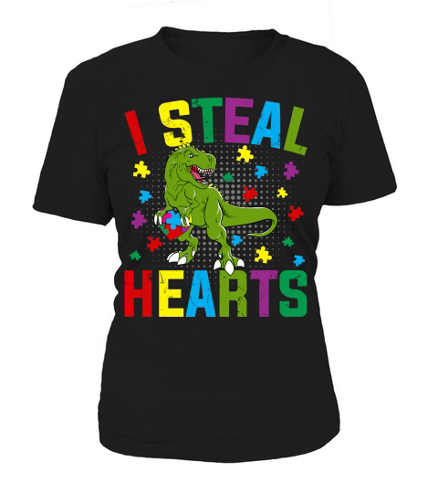 Autism  I Steal Hearts T rex Dinosaur Baby Kids Women's T-Shirt