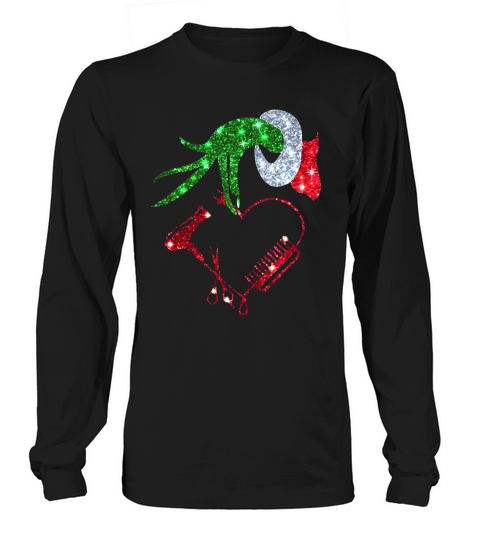 Grinch hand holding love hair stylist shirt  - Premium Fitted Ladies Tee Long sleeved Unisex
