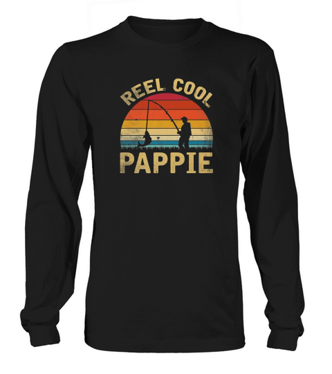 Mens Vintage Reel Cool Pappie Fish Fishing Shirt Fathers Day Gif Long sleeved Unisex