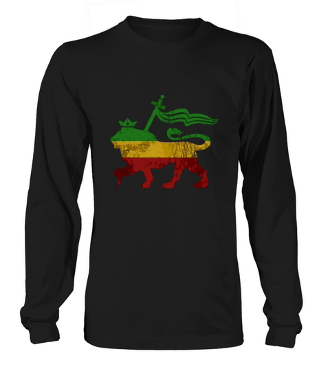 Tee-shirt Tee shirt Vintage Lion Of Judah Rasta Reggae de la Jamaïque Roots Long sleeved Unisex