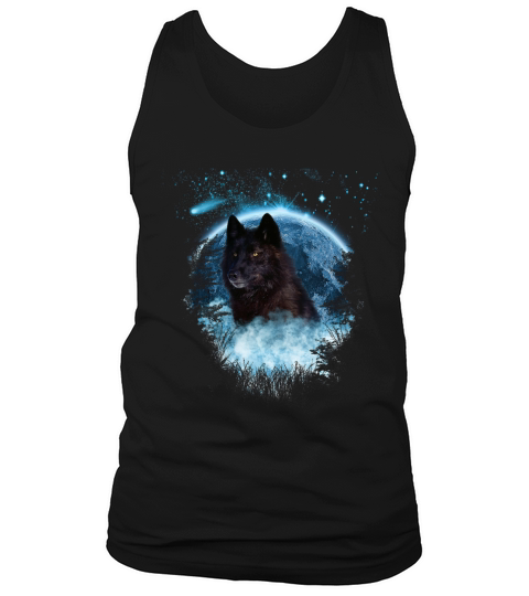Black Wolf Blue Moon Full Scape Tank top Woman Tank Top Unisex