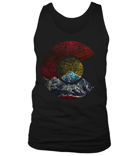 Colorado With Flag Themed Mountai T-shirt Tank Top Unisex