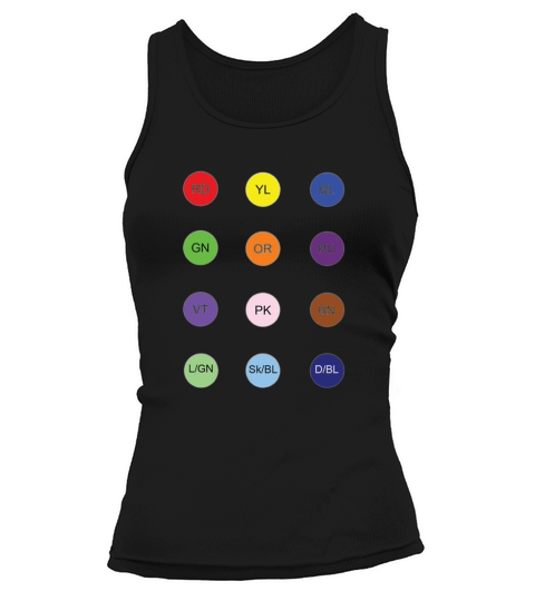 Color name sticker Round  color blind Tank top Woman