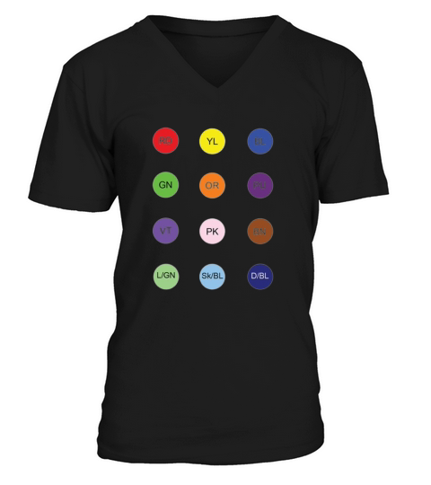 Color name sticker Round  color blind V-Neck T-shirt