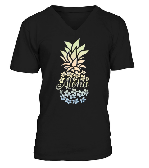 Pineapple Flowers Aloha Hawaii Vintage Hawaiian shirt V-Neck T-shirt