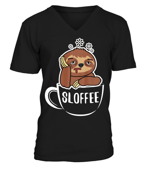 Sloffee Funny Sloth Coffee Shirt V-Neck T-shirt