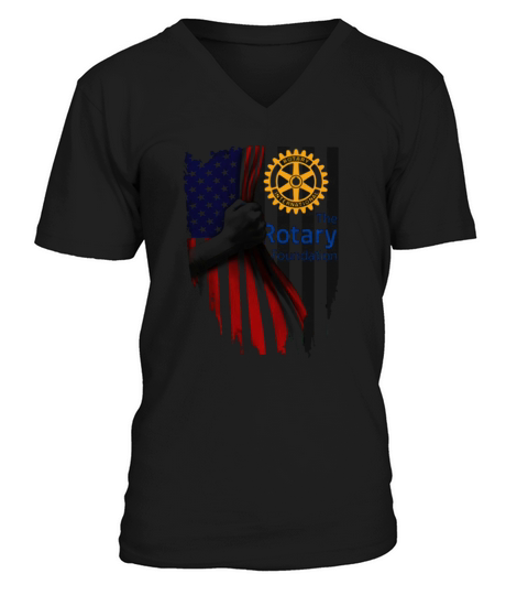 The Rotary Foundation   American Flag V-Neck T-shirt