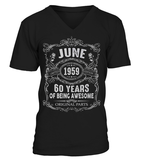 Vintage June 1959 60th Birthday V-Neck T-shirt