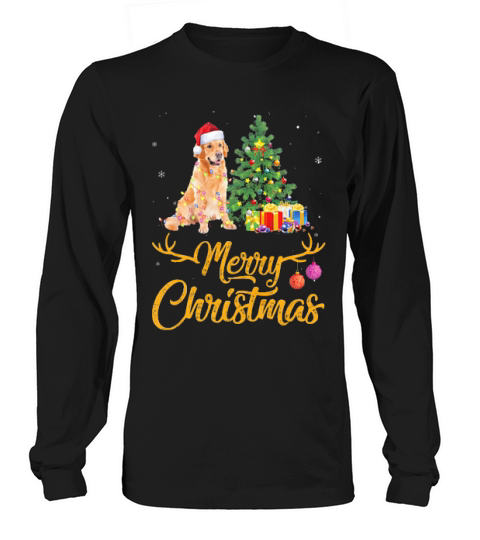 Cute Golden Retriever Dogs Merry Christmas Gift Decor Xmas Long sleeved Unisex