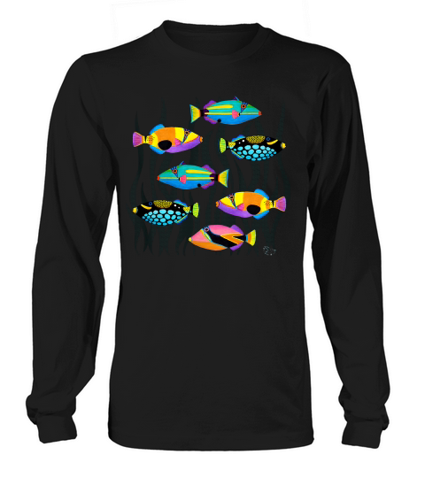 Hawaiian Triggerfish Coral Reef Tropical Fish T-shirt Long sleeved Unisex