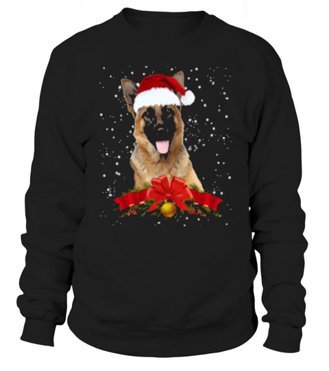 German Shepherd In Christmas Hat Funny Xmas Sweatshirt Unisex